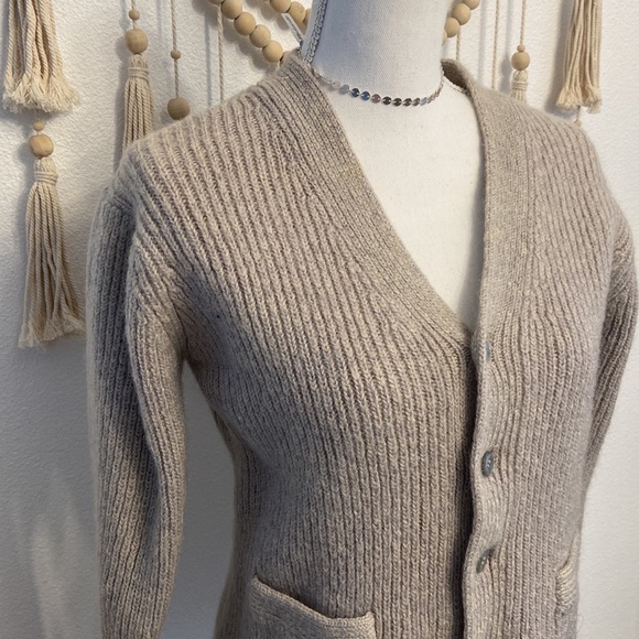 Vintage panda brand wool cardigan sweater womens small size 38 oatmeal grey - Picture 3 of 16